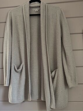 Barefoot Dreams Light Gray Bamboo Chic Lite Open Front Cardigan Sweater